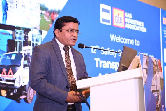 Shri R. N. Meena, Chief Controller of Explosives addressing the participants at the GIA 12th Safety Seminar 2025 on Transport Safety - A priority for the Gases Industry, on 18.09.2025 at Delhi