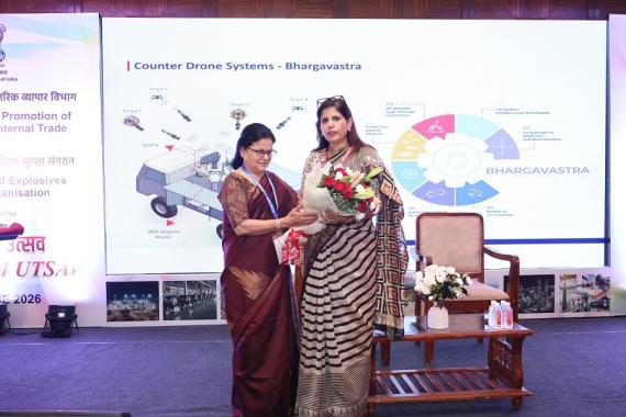 Dr. Kajal, IAS, Joint Secretary, DPIIT, being welcomed by Dr. S. Sharma, Joint Chief Controller of Explosives and Head of Department, PESO, during the Reform Utsav held at Nagpur on 11 June 2026